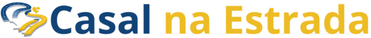 Logotipo Horizontal Casal na Estrada com slogan e imagem de estrada em forma de coração, sem fundo