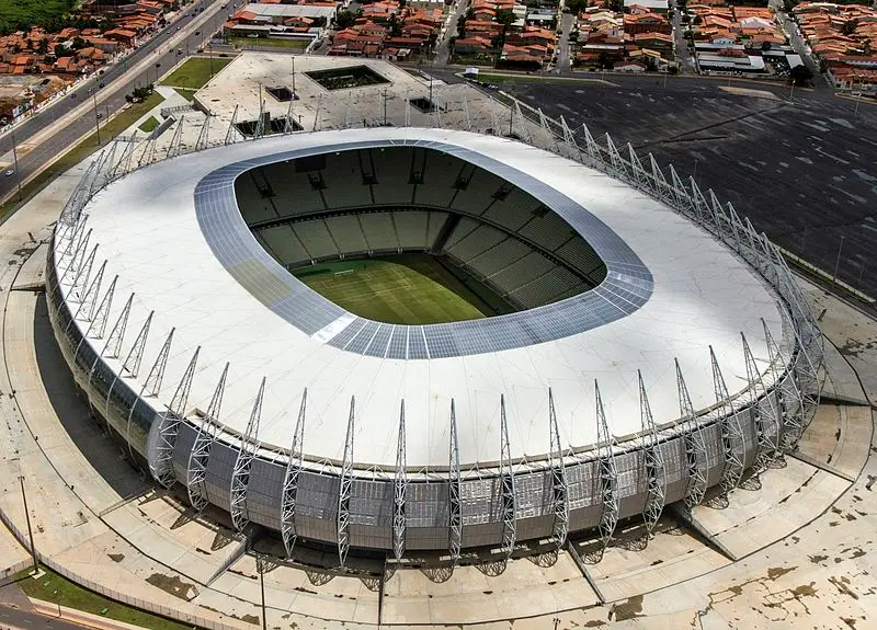 Vista aérea da Arena Castelão em Fortaleza, Ceará