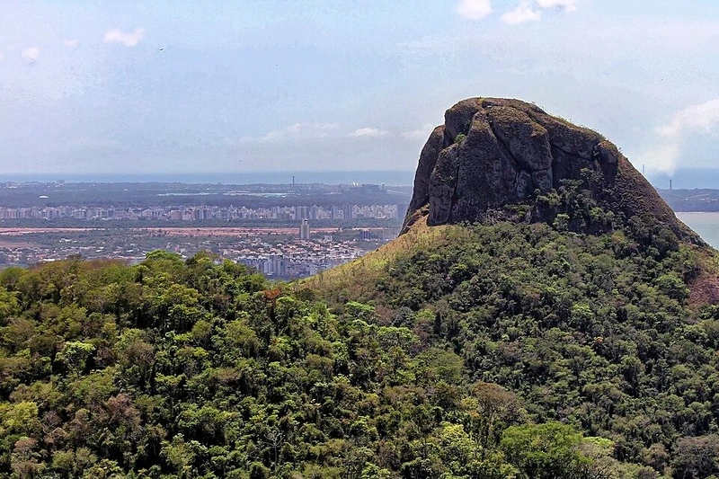 Vista do Parque da Fonte Grande com o Morro da Fonte Grande e a cidade de Vitória ao fundo