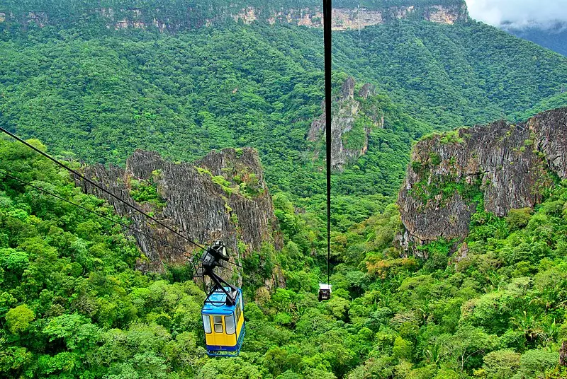 Bondinho do Parque Nacional de Ubajara atravessando a floresta no Ceará