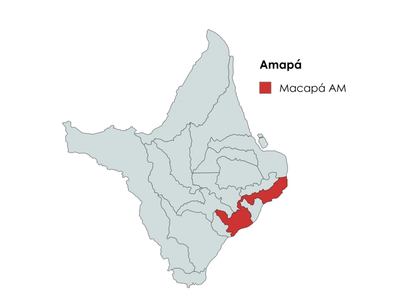 Mapa do estado do Amapá destacando a localização de Macapá no Amapá