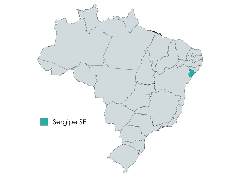 Mapa do Brasil com destaque em verde no estado de Sergipe