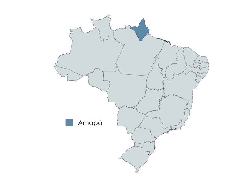 Estado do Amapá destacado no mapa do Brasil