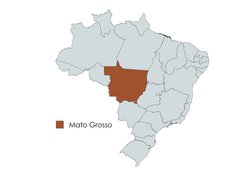 Mapa do Brasil com o estado de Mato Grosso destacado