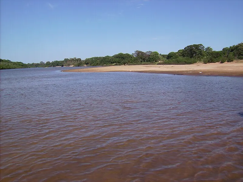 Vista do Rio Javaés com margens de areia e vegetação nativa no Tocantins