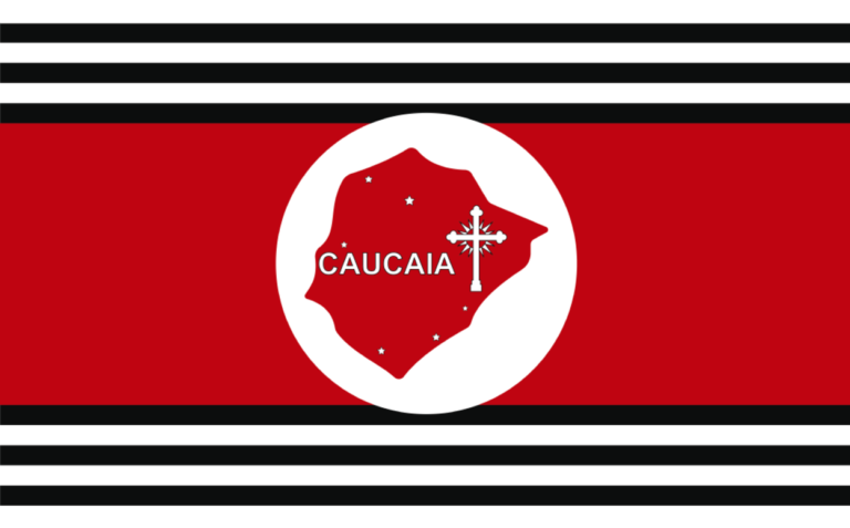 Bandeira oficial do município de Caucaia, Ceará. Por Valdecy Junior – CC0 1.0 Universal (Domínio Público), via Wikimedia Commons