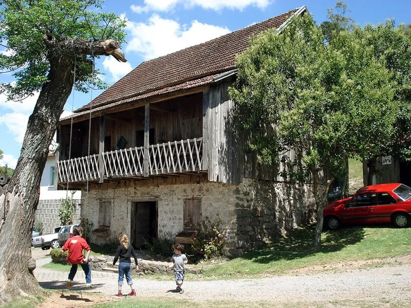 Casa típica de imigrantes italianos no interior do Rio Grande do Sul