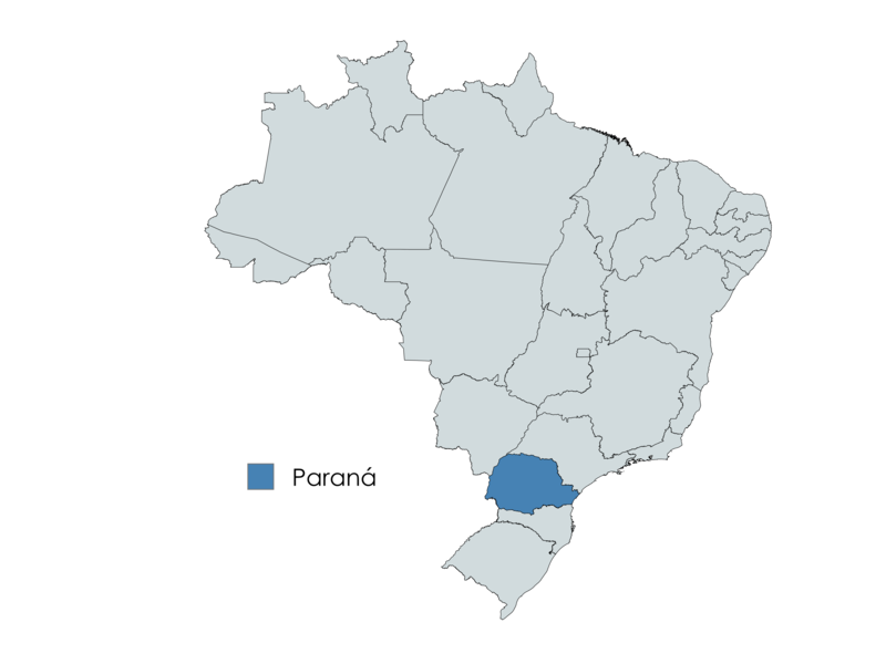 Mapa do Brasil com o estado do Paraná em destaque