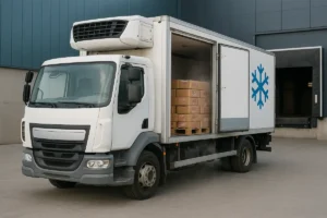 Caminhão baú refrigerado utilizado no transporte de tipos cargas perecíveis