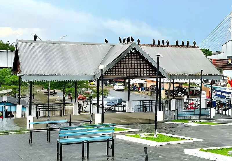 Estação do Porto em Cruzeiro do Sul, Acre, construída em estilo colonial inglês.