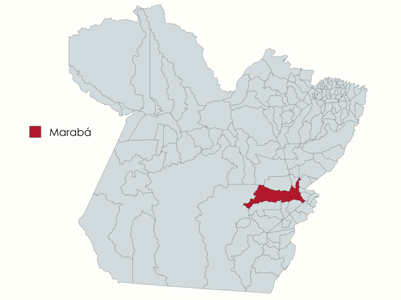 Mapa de localização de Marabá no estado do Pará, Brasil