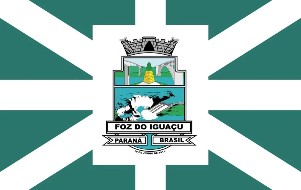 Bandeira oficial de Foz do Iguaçu no estado do Paraná
