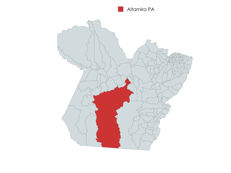 Mapa mostrando a localização do município de Altamira no estado do Pará