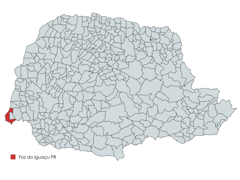 Localização de Foz do Iguaçu no mapa do Paraná