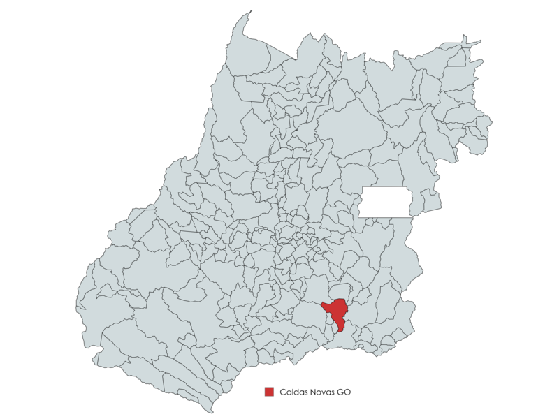 Localização de Caldas Novas no mapa do estado de Goiás