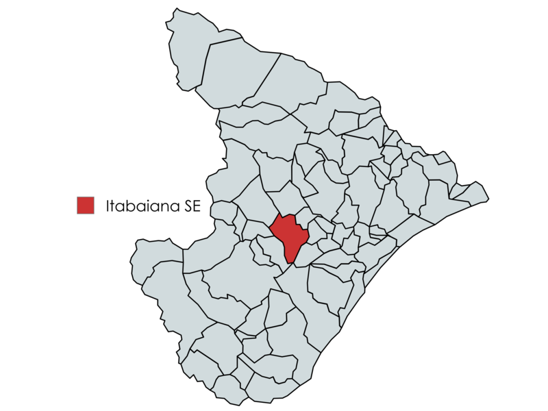 Mapa destacando a localização de Itabaiana no estado de Sergipe