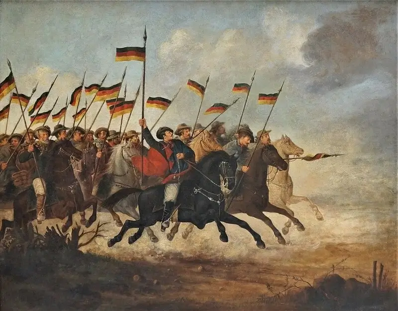 Cavalaria farroupilha durante a Guerra dos Farrapos, pintura histórica