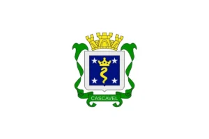 Brasão oficial do município de Cascavel, Paraná, com elementos heráldicos e identificação institucional da cidade.