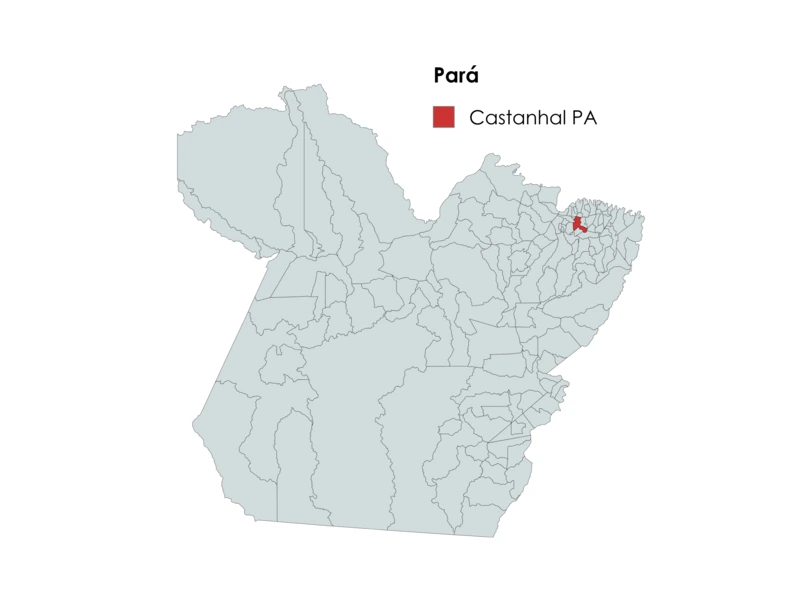 Mapa do estado do Pará com destaque para a localização do município de Castanhal